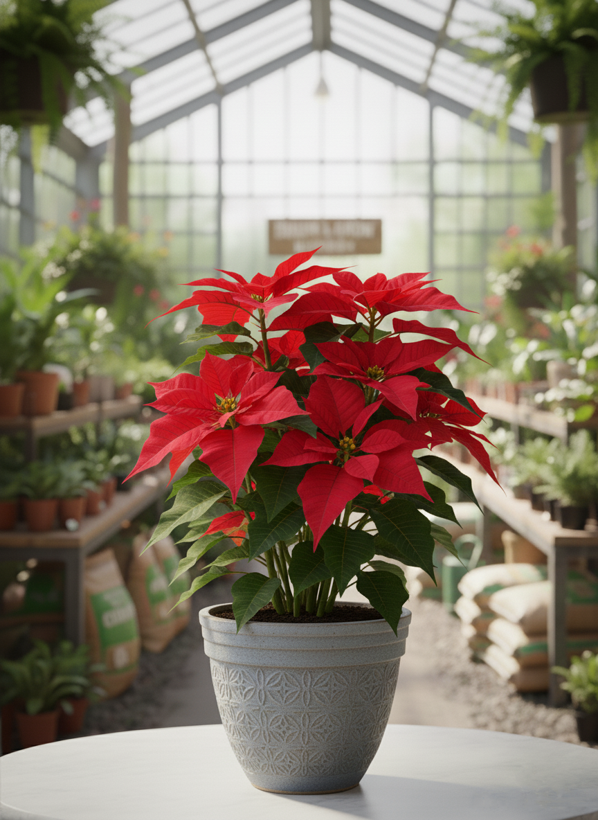 Afyon atatürk çiçeği ponsetya siparişi - Kırmızı yapraklı saksıda yılbaşı çiçeği