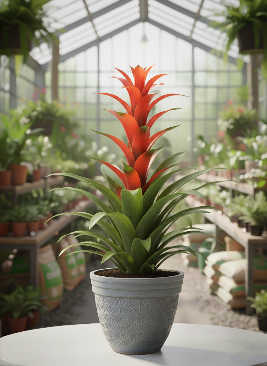 Afyon kırmızı guzmania saksı çiçeği - Merkez aynı gün teslim ofis ve ev hediyesi bitki