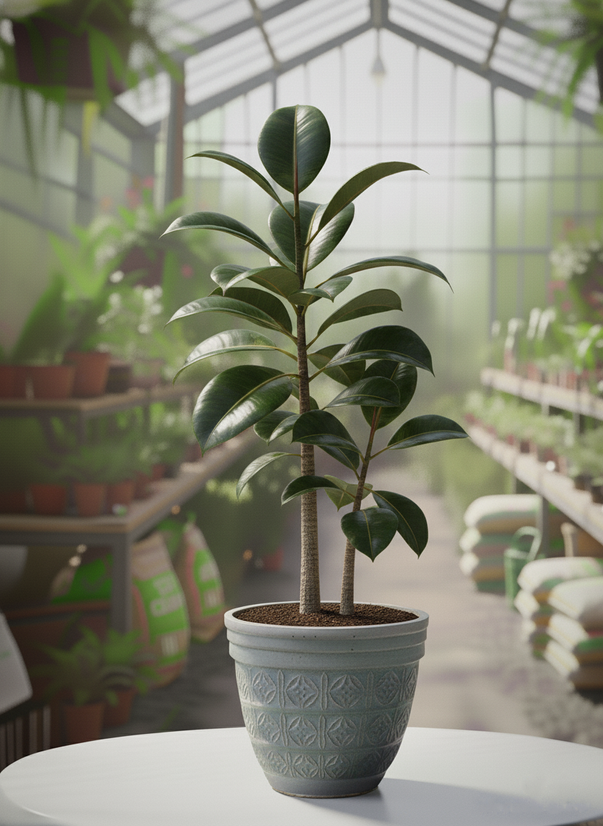 Afyon çiftli kauçuk çiçeği siparişi - Parlak koyu yeşil yapraklı ficus elastica