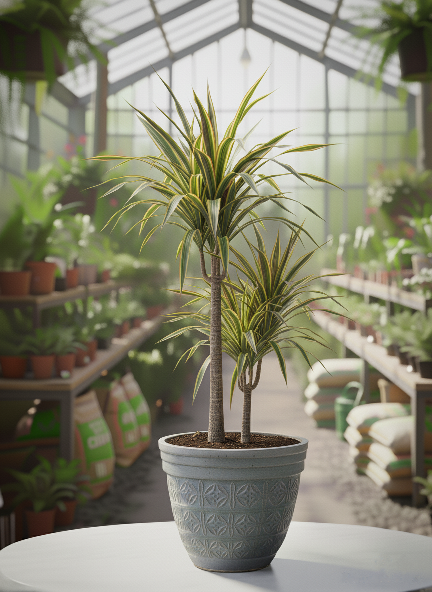 Afyon çiftli marginata saksı çiçeği siparişi - Kırmızı şeritli ince yapraklı salon bitkisi