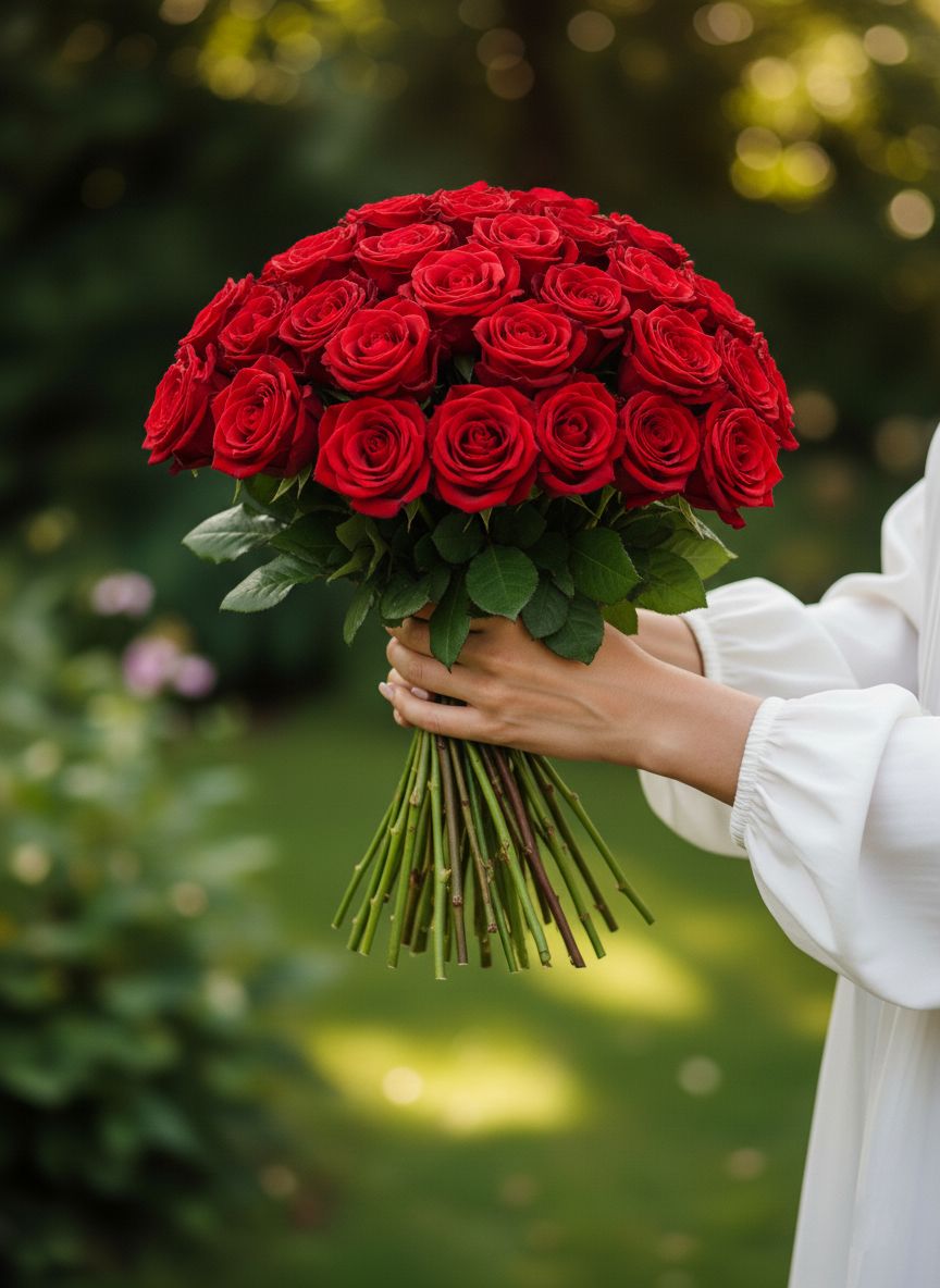 Afyon kırmızı gül buketi siparişi - Büyük ve dolgun taze güller