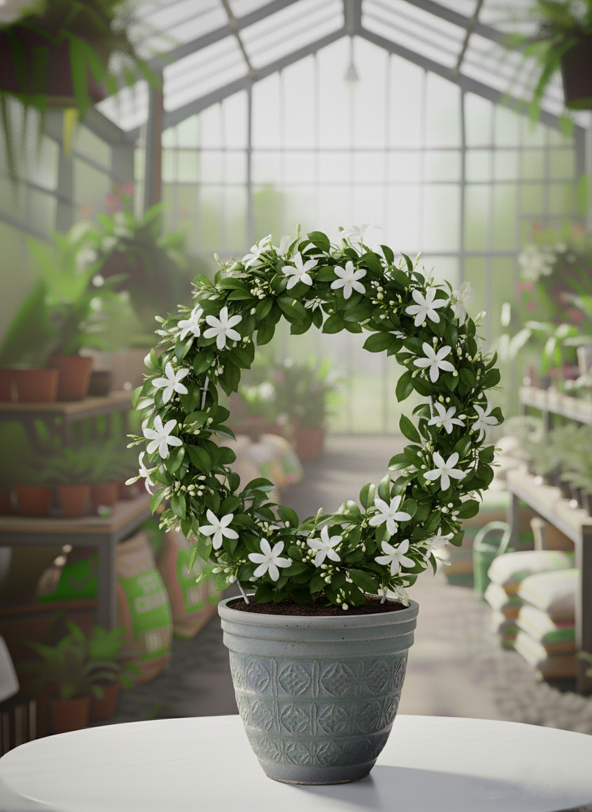 Afyon madagaskar yasemini siparişi - Çember formunda sarılmış kokulu beyaz çiçekli bitki