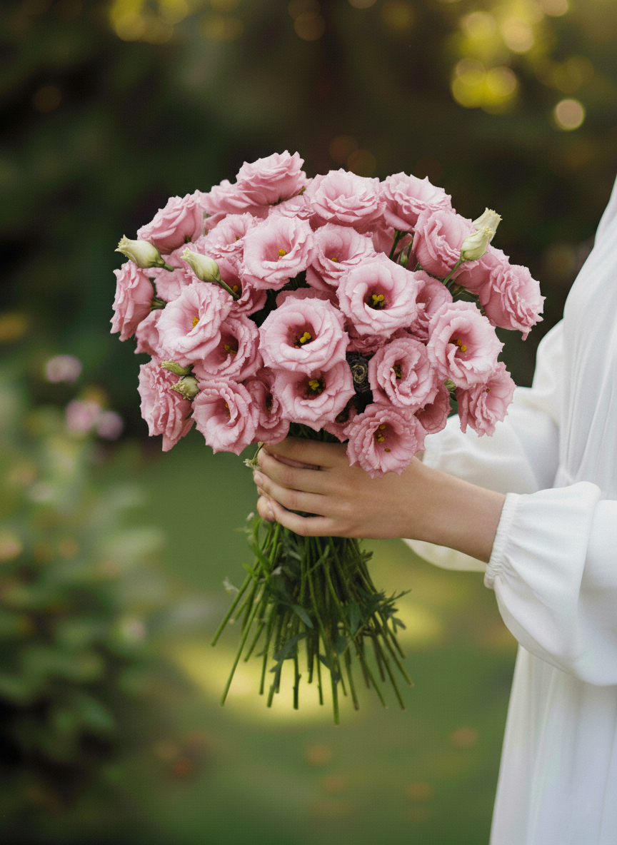Afyon pembe lisyantus buketi siparişi - Nişan ve söz için pembe eustoma çiçekleri
