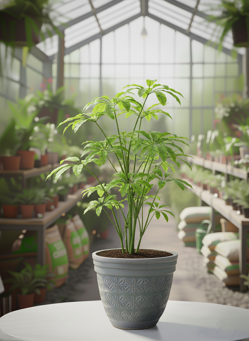 Afyon şeflera şemsiye çiçeği siparişi - Yeşil yapraklı dayanıklı ofis bitkisi